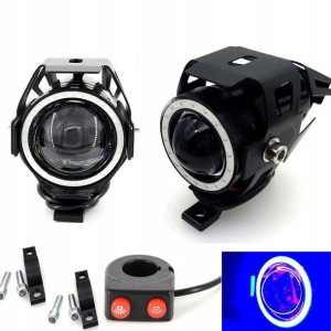 2xDalekosiężny halogen U7 mini z ringiem blue+włąc