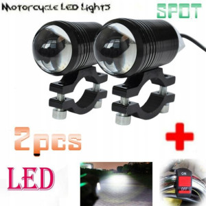 2 x Dalekosiężny halogen moto MINI+WŁĄCZNIK CZARNY