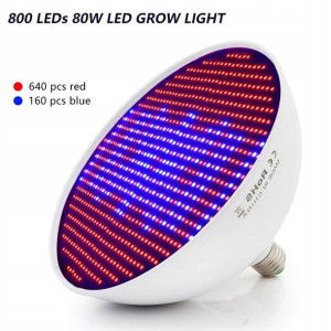 Wielka Żarówka Led E27 Grow 800 Led 80w Do Roślin