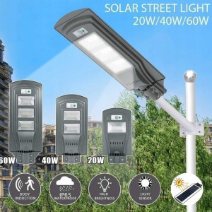 Latarnia uliczna solarna 20W+pilot+czujnik ruchu.