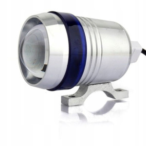 1xHalogen motocyklowy U3 srebrny z ringiem blue+wł
