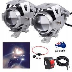 1x Halogen Motocyklowy U7 Led+ring+włącznik Srebrn