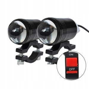 2 X Halogen Motocyklowy Led Mini+włącznik Czarny