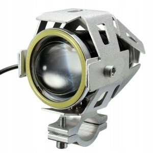 Halogen Motocyklowy U7 Led+ring+włącznik Srebrny