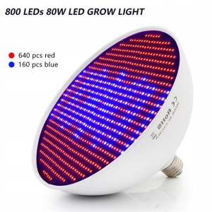 Wielka Żarówka Led E27 Grow 800 Led 80w Do Roślin