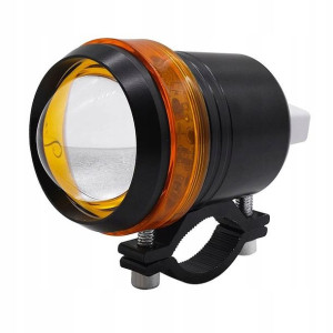 1 x Halogen motocyklowy U3 z ringiem pomarancz+wł