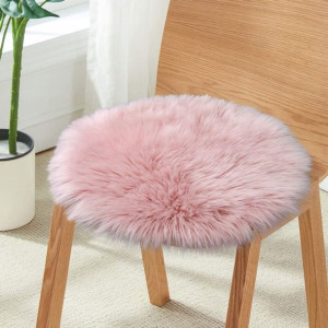 Poduszka na krzesło okrągła sztuczne futro TAKS Ś34 różowy siedzisko