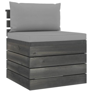 Ogrodowa sofa środkowa z palet, z poduszkami, drewno sosnowe
