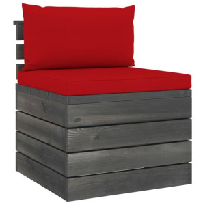 Ogrodowa sofa środkowa z palet, z poduszkami, drewno sosnowe