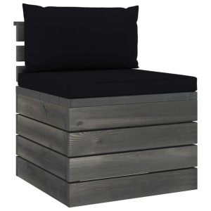 Ogrodowa sofa środkowa z palet, z poduszkami, drewno sosnowe
