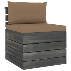 Ogrodowa sofa środkowa z palet, z poduszkami, drewno sosnowe