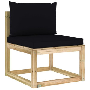 Ogrodowa sofa środkowa z poduszkami, impregnowana sosna