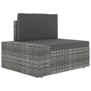 Modułowe siedzisko narożne prawy podłokietnik, rattan PE, szare