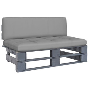 Ogrodowa sofa środkowa z palet, szara, drewno sosnowe