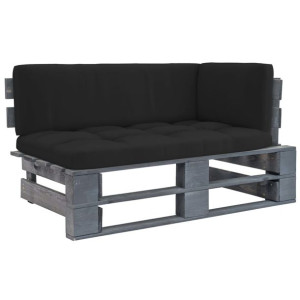 Ogrodowa sofa narożna z palet, szara, drewno sosnowe