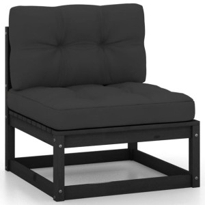 Ogrodowa sofa środkowa z antracytowymi poduszkami, lite drewno