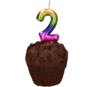 Świeczka Cyfra 2 Urodziny Tęczowa