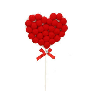 Dekoracja Topper Serce Czerwone 22,5cm