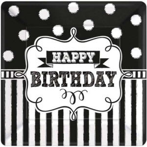 Talerzyki papierowe "Happy Birthday Chalkboard", 18 cm, 8 szt