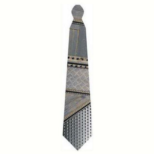 Krawat "Stalowa konstrukcja", szary, TopGift, 42 cm