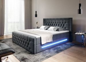 Łóżko kontynentalne PRIMA 160 -POJEMNIK+ LED