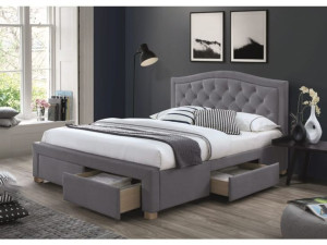 Łóżko ELECTRA VELVET 160x200 szare z szufladami SIGNAL