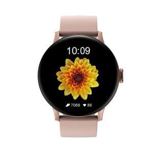 Smartwatch damski DT2+ złoty na różowym pasku silikonowym