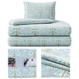 AmeliaHome Pościel świąteczna LUMI 200x200 + 80x80x2 jasnoniebieska