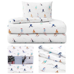 AmeliaHome Pościel świąteczna ASPEN 200x200 + 80x80x2 biała