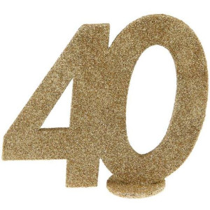 Dekoracja "40 Urodziny", SANTEX, złota, 11 cm