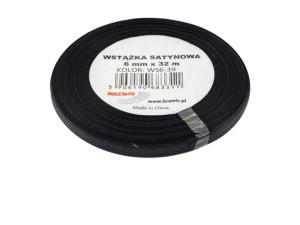 Wstążka satynowa 6mmx32m czarna Brewis