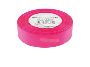 Wstążka satynowa 25mmx32m różowa neon Brewis