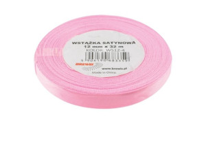 Wstążka satynowa 12mmx32m pudrowy róż WS12-4 Brewis
