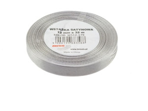 Wstążka satynowa 12mmx32m srebrna 2 Brewis