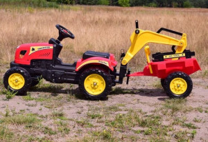 !HIT! Piękny traktor na pedały dla dziecka + przyczepa+koparka!