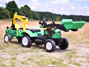 !HIT! MEGA traktor dla dziecka na pedały z przyczepą łyżką i koparką!