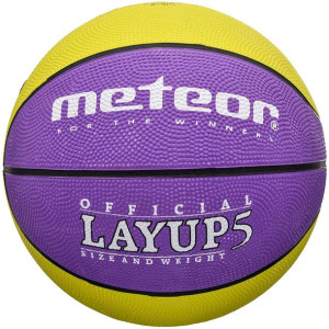 Piłka do koszykówki koszykowa Meteor LayUp 5 fioletowo-żółta 07086