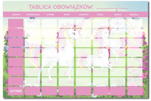 Tablica magnetyczna, tablica obowiązków JEDNOROŻCE
