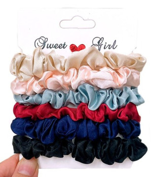 zestaw gumka do włosów frotka scrunchies 6 sztuk