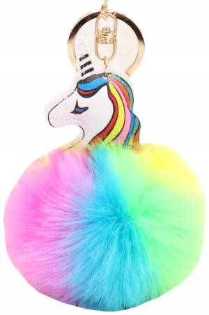 brelok unicorn do kluczy torebki jednorożec pompon