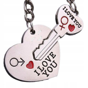 podwójny brelok i love you serce klucz na prezent