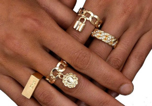 zestaw punk pierścionków złoty angel gothic retro