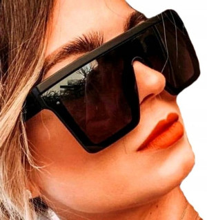 okulary oversize damskie kwadratowe duże czarne