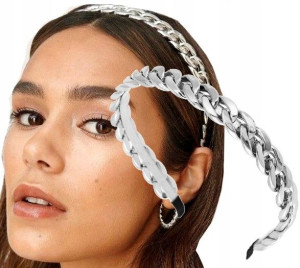 damska opaska do włosów srebrna łańcuch boho pin