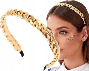 damska opaska do włosów złota łańcuch boho pin up