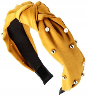 opaska turban perełki do włosów szeroka supeł