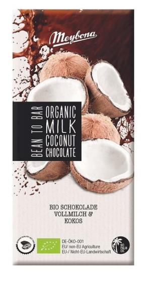 Czekolada Mleczna Z Płatkami Kokosowymi Bio 100 G - Meybona