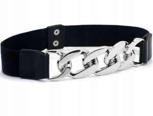 damski elastyczny pasek do sukienki klamra łańcuch