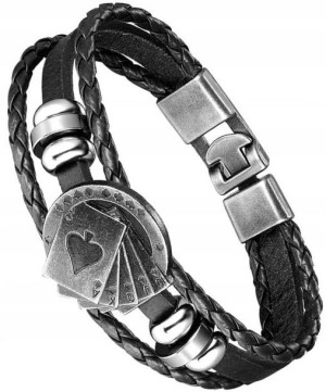 bransoletka skórzana unisex kier rzemyk punk poker