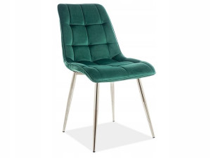 Krzesło CHIC VELVET ZIELONE do salonu NOGI CHROM